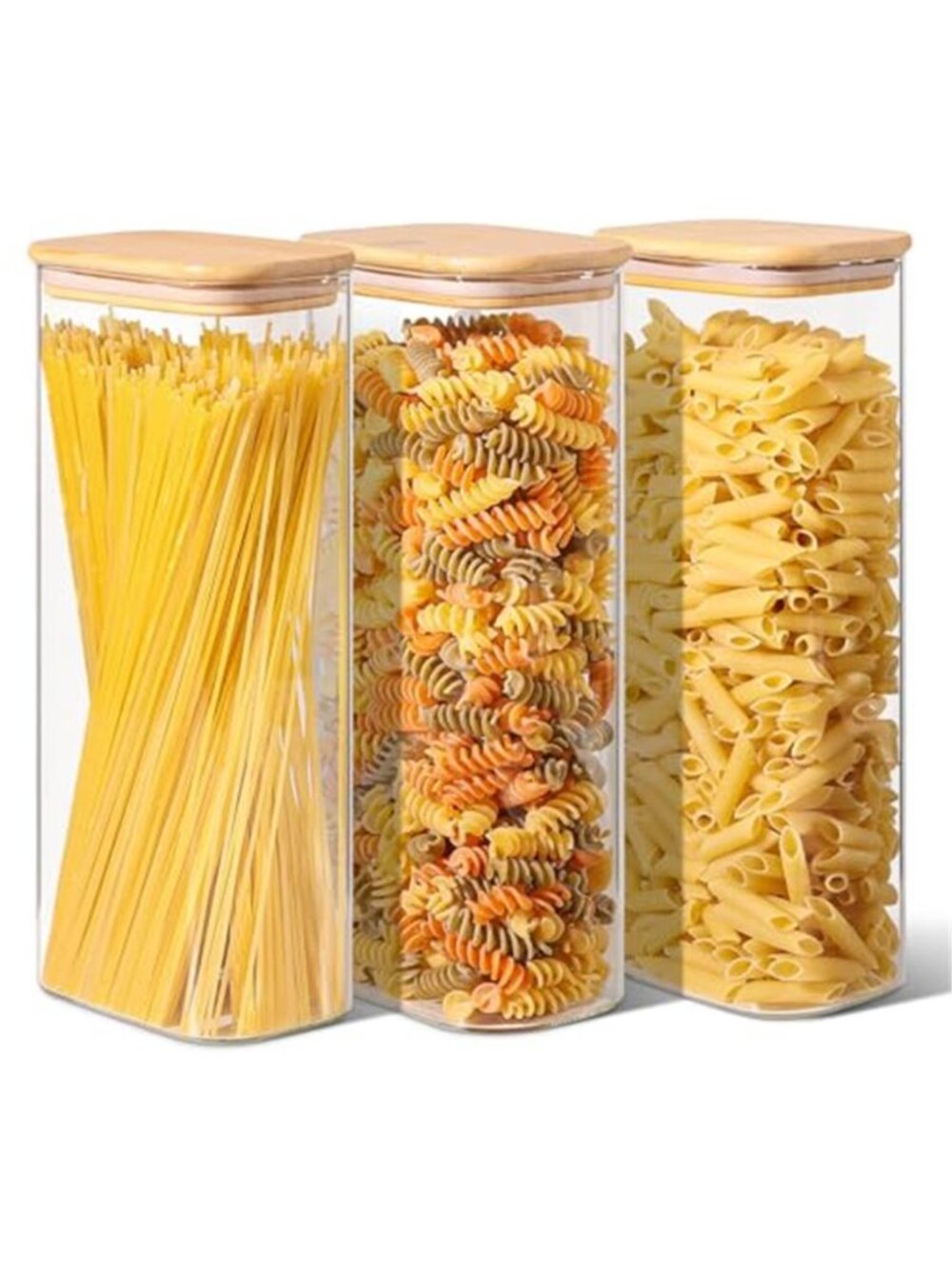 2.2 Qt Rectangle Glass Storage Containers with Lids, Glass Jars with Bamboo Lids